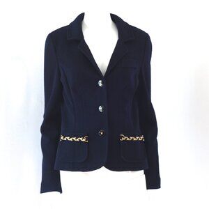 Luisa Spagnoli Fitted Wool Blazer With Chain Metallic Accents - Italy